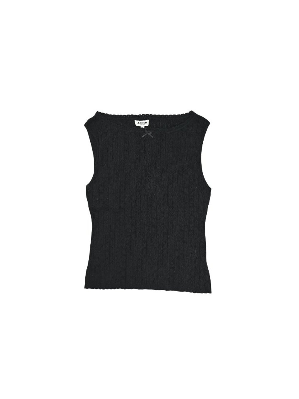 Asher Paloma Pointelle Muscle Tank in Black